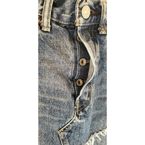 Moussy Vintage Women's Distressed Raw Hem Button Fly Mini Skirt Waist 26 - Picture 3 of 5